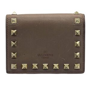 Valentino Garavani Taupe Bi-Fold Compact Wallet with COA